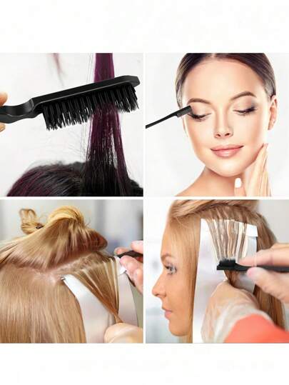 مجموعة من 3 قطع, مشط طويل الذيل من الصلب, فرشاة حواجب, مشط الرأس، أدوات تصفيف شعر للتضفير والتصفيف