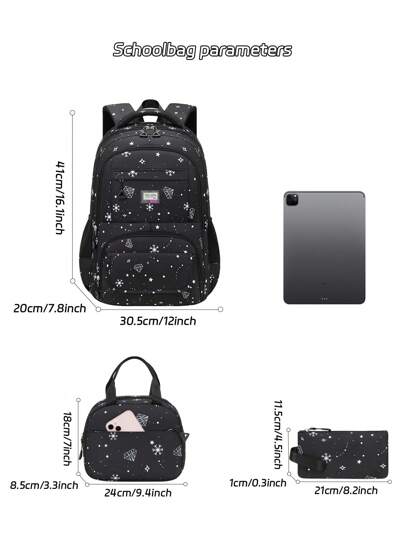 مجموعة حقيبة ظهر بسيطة للجامعة - علبة غداء ، حقيبة أقلام ، حقيبة ظهر لحاسوب محمول 15.6 بوصة ، سعة كبيرة متعددة الأقسام ، إغلاق برباط ، حقيبة ظهر عصرية ، قماش مقاوم للماء وللاهتراء ، مناسبة للعمل والخارج والهدية للعودة إلى المدرسة
