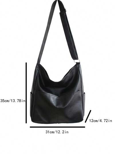 حقيبة كتف كاجوال رجالية ذات جيبين مصنوعة من جلد البولي يوريثان ذات طابع عصري متعدد الاستخدامات