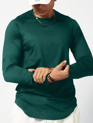 Manfinity Sport Corelite قميص رياضي بأكمام طويلة وذات لون سادة للرجال