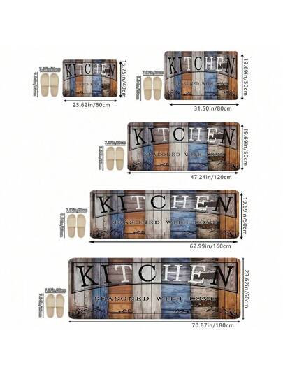 قطعة/قطعتان بساط ذو بصمة خشبية داكنة كلاسيكية، ذو مرونة عالية وإسفنج ذاكرة، ماص للماء ومانع للانزلاق للمطبخ والممر والحمام ومدخل المنزل وغرفة الطعام والديكورات المنزلية الأخرى