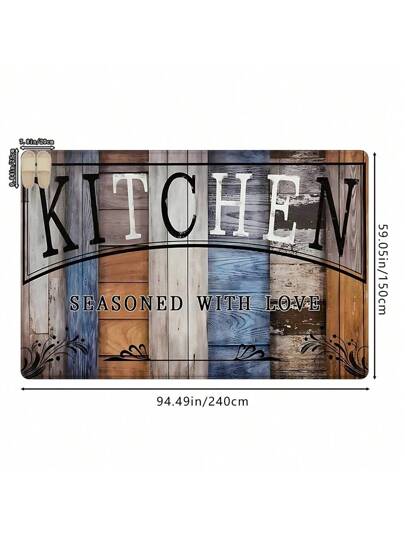 قطعة/قطعتان بساط ذو بصمة خشبية داكنة كلاسيكية، ذو مرونة عالية وإسفنج ذاكرة، ماص للماء ومانع للانزلاق للمطبخ والممر والحمام ومدخل المنزل وغرفة الطعام والديكورات المنزلية الأخرى