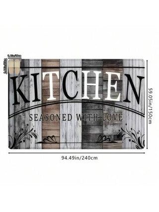 سجادة أرضية مطبخ كلاسيكية مطبوعة بحبيبات خشبية داكنة، مصنوعة من إسفنج ميموري فوم عالي الارتداد، ماصة ومضادة للانزلاق، مناسبة للمطبخ والحمام والممر والمدخل وغرفة الطعام.