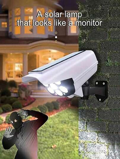 1 جهاز إضاءة شمسية كاشف للحركة، 77 بقعة ضوئية بنظام التحكم عن بُعد، إضاءة فيضية السلكية للاستخدام الخارجي تشبه الكاميرا الأمنية للفندق والبهو والحديقة والباحة ومدخل السيارة - تعمل بالطاقة الشمسية واضاءة حائطية سلكية ، أنوار شمسية للاستخدام الخارجي