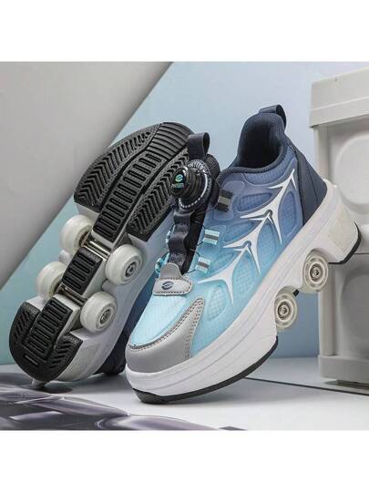 زوج واحد من أحذية التزلج الرباعية العجلات القابلة للتحويل، عجلات تزلج للمراهقين والطلاب