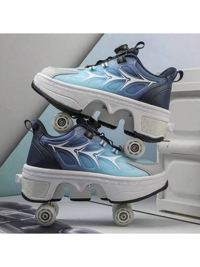زوج واحد من أحذية التزلج الرباعية العجلات القابلة للتحويل، عجلات تزلج للمراهقين والطلاب