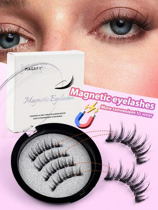 MAGEFY زوج من رموش عين مغناطيسية طبيعية CC - رموش صناعية معاد استخدامها 8-12مم من نوع minx الصناعي للارتداء اليومي، مقاوم للماء، بدون غراء، ذيل مدبب على شكل الرسوم المتحركة، لإطالة وتكثيف الرموش ولإبراز العينين، رفيعة ولينة للاستخدام اليومي ،...