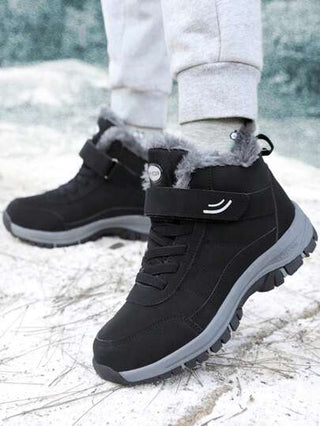 بوت ثلج معزولة مبطنة للمقاسات الكبيرة ، بوت شتوية قصيرة جديدة لكبار السن موديل 2024، بوت رياضية متوسطة السمك مدفأة للشتاء، بوت ثلج مشتركة بين الجنسين