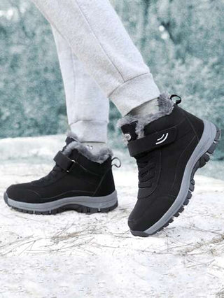 بوت ثلج معزولة مبطنة للمقاسات الكبيرة ، بوت شتوية قصيرة جديدة لكبار السن موديل 2024، بوت رياضية متوسطة السمك مدفأة للشتاء، بوت ثلج مشتركة بين الجنسين