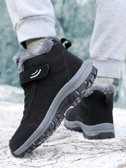 بوت ثلج معزولة مبطنة للمقاسات الكبيرة ، بوت شتوية قصيرة جديدة لكبار السن موديل 2024، بوت رياضية متوسطة السمك مدفأة للشتاء، بوت ثلج مشتركة بين الجنسين