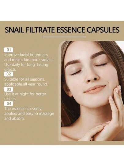 30 كبسولة من جوهر قوام قوقع، سيروم لتغذية الوجه لاستعادة مرونة البشرة الطبيعية. يعزز مرونة البشرة ويوازن لون البشرة ويعزز بشرة ناعمة. مصنوع من مكونات فعالة. يوفر الرطوبة اللازمة لترطيب بشرة الوجه. يعزز نضارة البشرة لإضفاء إشراقة. ترطيب غير دهني،...