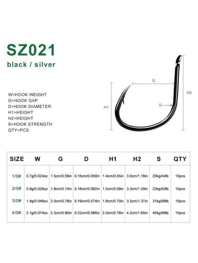 PROBEROS Proberos 10 قطعة / صندوق، خطاطيف صيد السمك عالية الكربون، خطاطيف صيد الكارب المسننة، خطاطيف صيد قوية وذات دوام