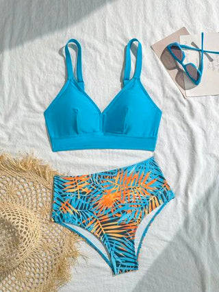 طقم تانكيني حريمي Swim Vcay بيكيني مثير تصميم نباتي مجموعة شاطئ