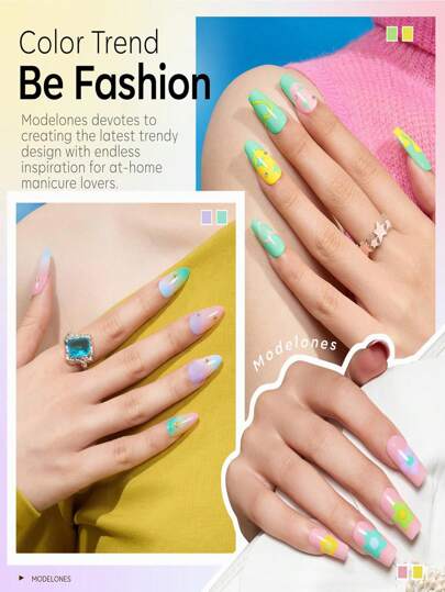 طقم طلاء أظافر جيل بألوان الماكرون 1 قطعة، جيل غرين أظافر صيفي لامع، مجموعة أدوات طلاء الأظافر بالأشعة فوق البنفسجية LED، جل شبه دائم القاعدة والطبقة العلوية