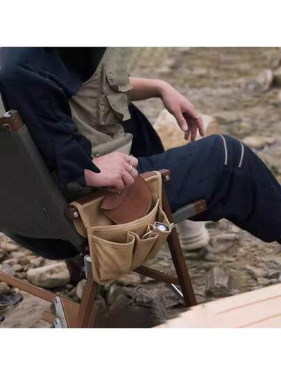 حقيبة تخزين للذراع على كرسي خارجي، جيب جانبي متعدد الاستخدامات لتعليق على الكرسي، أدوات للتخييم