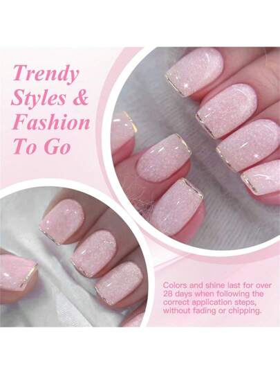 Mtssii جل طلاء أظافر براق بنقوش حلزونية بيضاء بلون وردي 7 مل، أظافر مزينة بنقوش بلورية لامعة قابلة للنزع بتأثير منقوع، طلاء أظافر زخرفي لمصابيح UV وLED