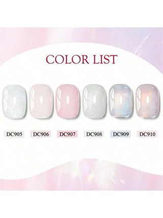 Mtssii 6 قطع/مجموعة 7 مل من طلاء أظافر جل لون وردي ولبني مزين بترتر بنقوشات ثلجية متلألئة، مقاوم للغسل بواسطة الأشعة فوق البنفسجية أو LED ،ديكورات فنون الأظافر