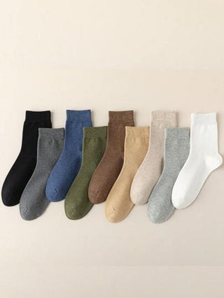 9 أزواج جوارب قصيرة للرجال ذات لون أحادي، ناعمة ومريحة، جوارب طويلة متعددة الاستخدامات مناسبة للبس اليومي والكاجوال والرياضة والأعمال في فصلي الخريف والشتاء