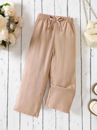 سراويل قماش واسعة باللون المشمشي واسعة الخصر مريحة وملائمة للكل صالحة للاستخدام في الشاطئ والربيع والصيف، منسجمة مع الأم والأخت ، وصول جديد