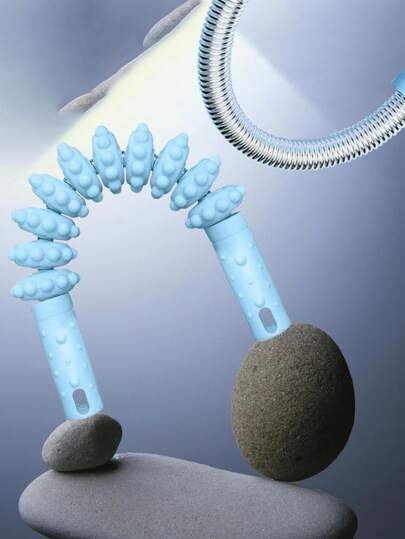 قطعة واحدة رولر تدليك متعدد الوظائف 10عجلات، مدرب ذراع مرن، عصا تدليك الظهر/الكتف/الساق، رولر تدليك اليوجا محمول باليد، رولر عضلات مرن، مع أداة تدليك نقطة الضغط المصممة