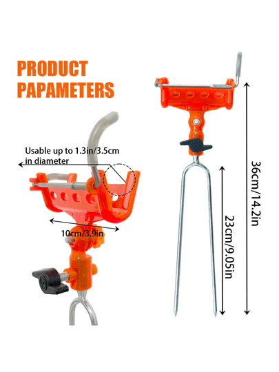 1 قطعة حامل صيد قابل للتعديل 360 درجة + 1 قطعة إطار من الفولاذ المقاوم للصدأ - تصميم قفل ذاتي ، تركيب بالتوصيل