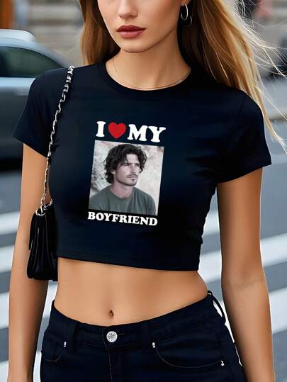 تي شيرت مخصص وشخصي، توب مقصوص, تنحيف، كاجوال يومي. حمّل صور التصميمات الخاصة بك وانشئ تي شيرت شخصي