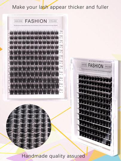 صندوق واحد يحتوي على 144 قطعة رموش صناعية طويلة منحنية بشكل C ، مظهر طبيعي مناسب للحفلات والمكياج والمناسبات
