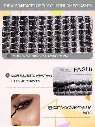 صندوق واحد يحتوي على 144 قطعة رموش صناعية طويلة منحنية بشكل C ، مظهر طبيعي مناسب للحفلات والمكياج والمناسبات