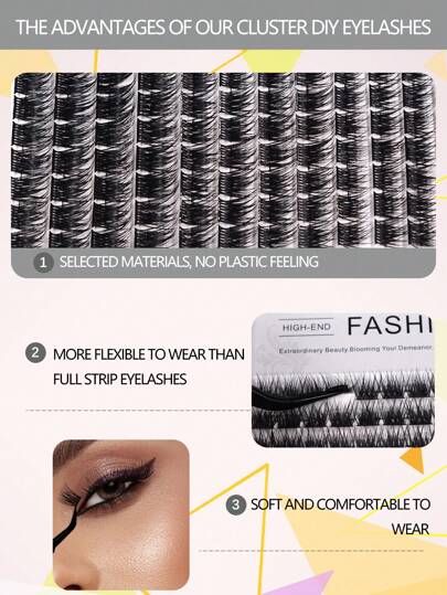 صندوق واحد يحتوي على 144 قطعة رموش صناعية طويلة منحنية بشكل C ، مظهر طبيعي مناسب للحفلات والمكياج والمناسبات