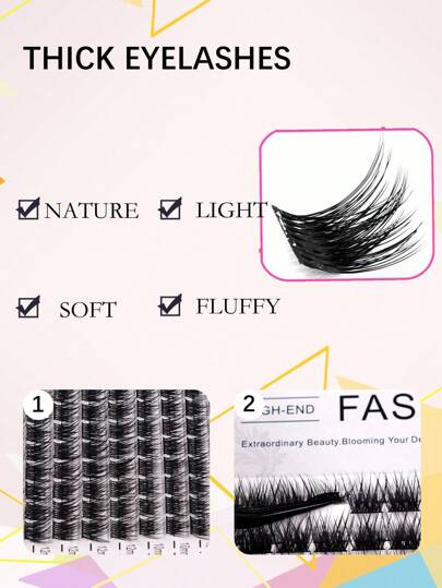 صندوق واحد يحتوي على 144 قطعة رموش صناعية طويلة منحنية بشكل C ، مظهر طبيعي مناسب للحفلات والمكياج والمناسبات