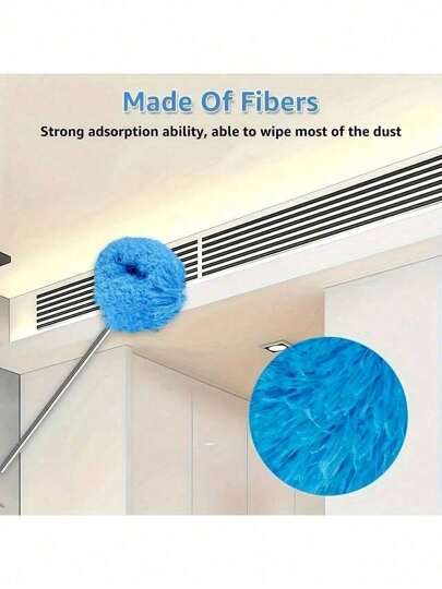 قطعة واحدة ممسحة قابلة للتمديد للتنظيف من الألياف الدقيقة للمراوح السقف مع رأس قابل للغسل - مثالي لأسقف المرتفعة والأثاث وتنظيف السيارات، منظف مراوح السقف