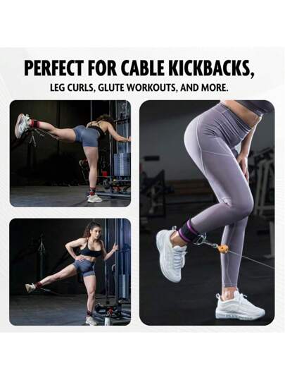 1 قطعة قيد الكاحل اللياقة البدنية، مناسب لآلة الكابل، وأشرطة المقاومة، تطبق على تمارين الأرداف والساقين والجزء السفلي من الجسم، قيد كاحل مقاوم للأحبال مناسب للجنسين لتمارين المنزل، وامتداد الساق والارتباط بالكابل