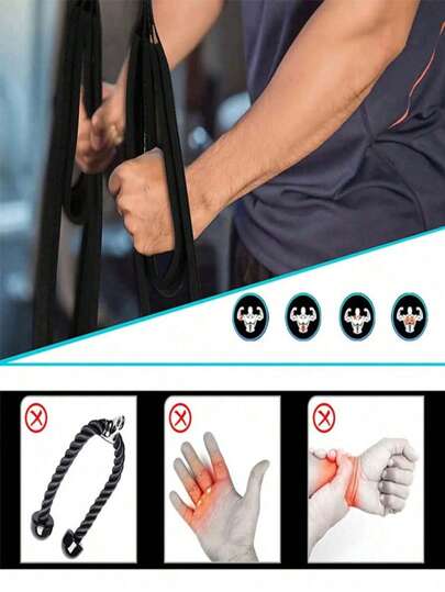 1 حبل لعضلات الذراع العلوية والسفلية ، أشرطة مقاومة بمقبضين ثنائي، ملحق لياقة بشكل طائر محبوك، مقابض حساسة للضغط ، معدات جيم
