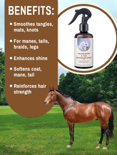GJYC PET رذاذ فك التشابك لماشية الحصان والذيل | للتخلص من التشابك بسرعة ورطوبة للحصول على فرو جاهز للعرض | 6.76 أونصة سائلة | بتركيبة السيريسين والبانثينول بمستخلص الكالندولا | خالي من التجارب على الحيوانات، آمن لكل الخيول