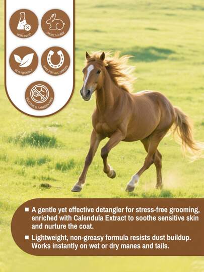 GJYC PET رذاذ فك التشابك لماشية الحصان والذيل | للتخلص من التشابك بسرعة ورطوبة للحصول على فرو جاهز للعرض | 6.76 أونصة سائلة | بتركيبة السيريسين والبانثينول بمستخلص الكالندولا | خالي من التجارب على الحيوانات، آمن لكل الخيول