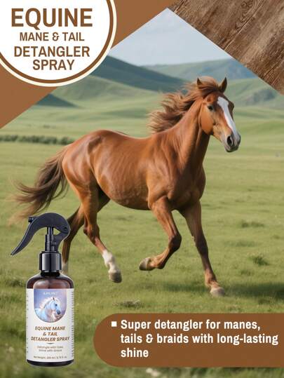 GJYC PET رذاذ فك التشابك لماشية الحصان والذيل | للتخلص من التشابك بسرعة ورطوبة للحصول على فرو جاهز للعرض | 6.76 أونصة سائلة | بتركيبة السيريسين والبانثينول بمستخلص الكالندولا | خالي من التجارب على الحيوانات، آمن لكل الخيول
