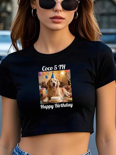 تي شيرت نسائي مخصص ومصمم حسب الطلب، تي شيرت كروب، مخصر، للاستخدام اليومي العادي. قم بتحميل تصميمك وأنشئ تي شيرت مخصص