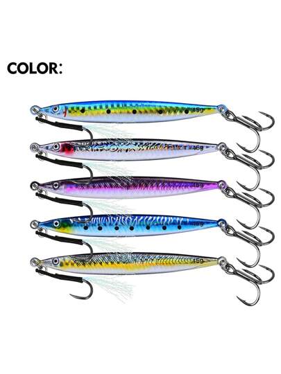 طُعم من الحديد لصيد السمك البحري، خطاف مشبك سريع مسنن للقوارب وصيد السمك المكريل، إمكانية إلقاء بعيد وغوص سريع للحديد والرصاص