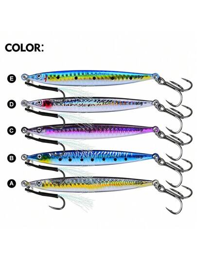 طُعم من الحديد لصيد السمك البحري، خطاف مشبك سريع مسنن للقوارب وصيد السمك المكريل، إمكانية إلقاء بعيد وغوص سريع للحديد والرصاص