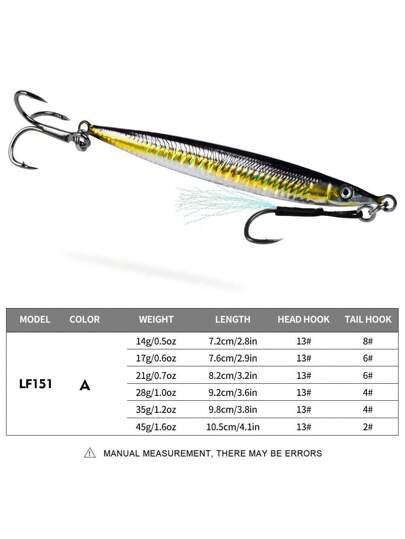 طُعم من الحديد لصيد السمك البحري، خطاف مشبك سريع مسنن للقوارب وصيد السمك المكريل، إمكانية إلقاء بعيد وغوص سريع للحديد والرصاص