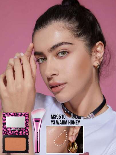 Misslyn مجموعة بودرة وفرشاة المحايات من MISSLYN، بودرة محاية ومحاية الوجه، محايا بودرة ماتي، ملمس ناعم متراص ومحبب، مع مرآة، بودرة تحديد وتبريز الوجه للمحاية