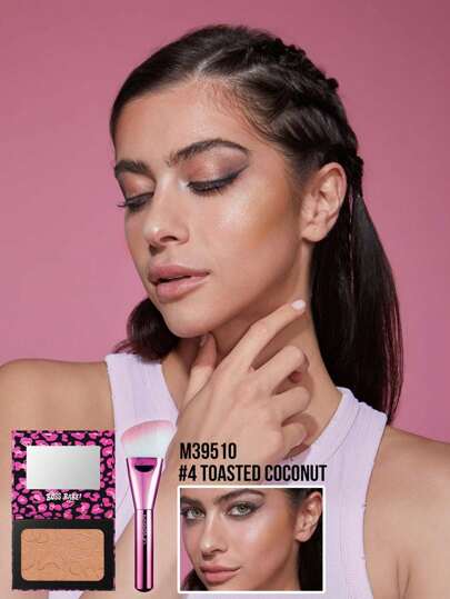 Misslyn طقم بودرة التبريز والفرشاة من ماركة ميسلين، بودرة تبريز وتنعيم، بودرة تبريز، بودرة تبريز مطفأة، ملمس ناعم مسحوقي، مع مرآة، بودرة تبريز وجه للتنحيت، لتأثير طويل الأمد