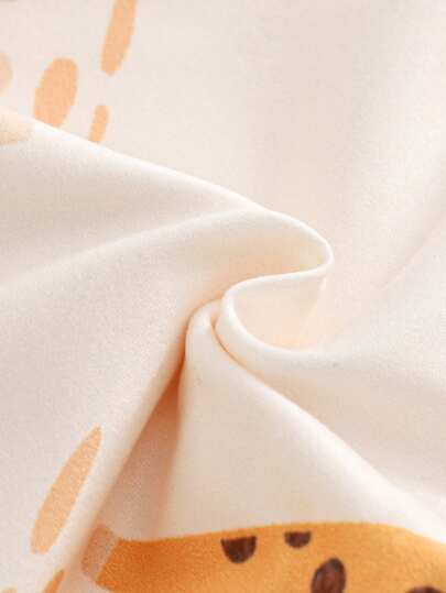 SHEIN Playful Pals بناطيل لياقة للأطفال الصغار من النوع المنقش برسوم الزرافة كارتونية حلوة، بخصر مطاطي مريح