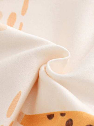 SHEIN Playful Pals بناطيل لياقة للأطفال الصغار من النوع المنقش برسوم الزرافة كارتونية حلوة، بخصر مطاطي مريح