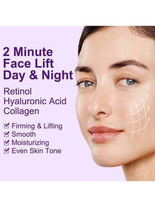 كريم شد الوجه النهاري والليلي بفيتامين أ، الكولاجين، حمض الهيالورونيك - يشد ويفرم البشرة، يقلل من الخطوط الدقيقة والتجاعيد، يحسن مرونة البشرة، سهل الاستخدام