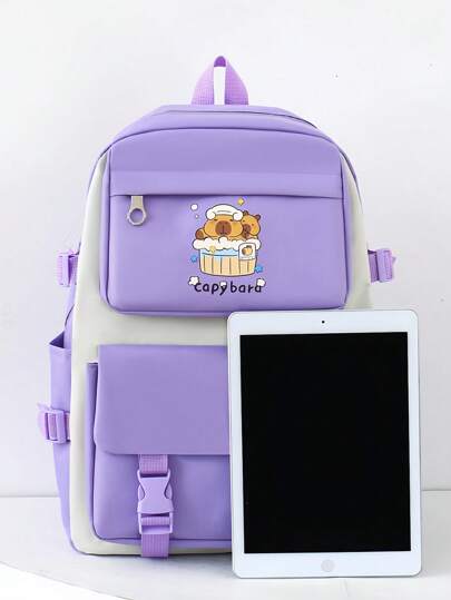 مجموعة ظهر 5 قطع بطراز كابيبارا الأنيق المتعدد الاستخدامات للجامعة