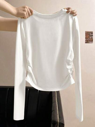 EZwear تي شيرت سيدات أكمام طويلة لون واحد كاجوال، بتصميم بسيط وأنيق للارتداء اليومي