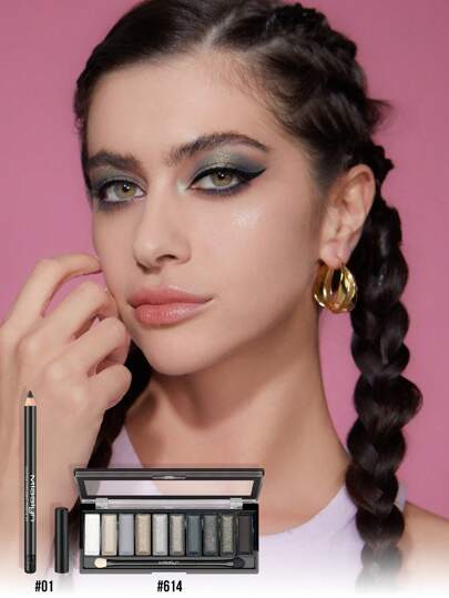 Misslyn مجموعة مكياج عيون متناسقة من MISSLYN، 2 قطعة، قلم كحل لامع، ظلال عيون متطلبة، درجات اللون البيج، مقاوم للماء، قابل للتحديد، ناعم كالزبدة، كحل مطفأ طويل الأمد، للاحتفالات