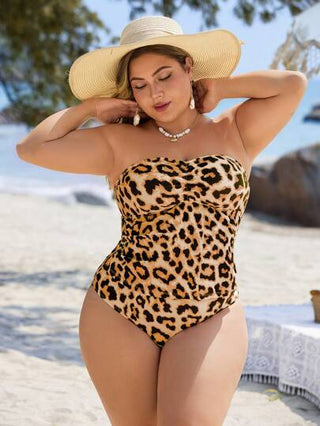 Swim Lushoire مجموعة بكيني أكبر مقاس من قطعتين مزخرفة بطبعة نمر