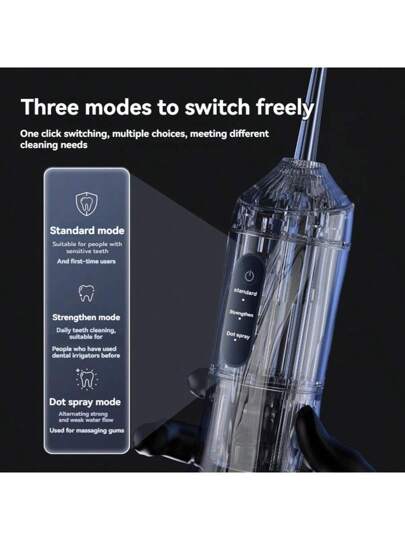 منظف الأسنان بالري البسيط القابل لإعادة الشحن بالمنفذ USB مع 3 أوضاع خيطان الأسنان القوية، بطارية ليثيوم 1200 مللي أمبير، و4 خيارات فوهة دقيقة، مناسب للتنظيف الأسنان الاحترافي